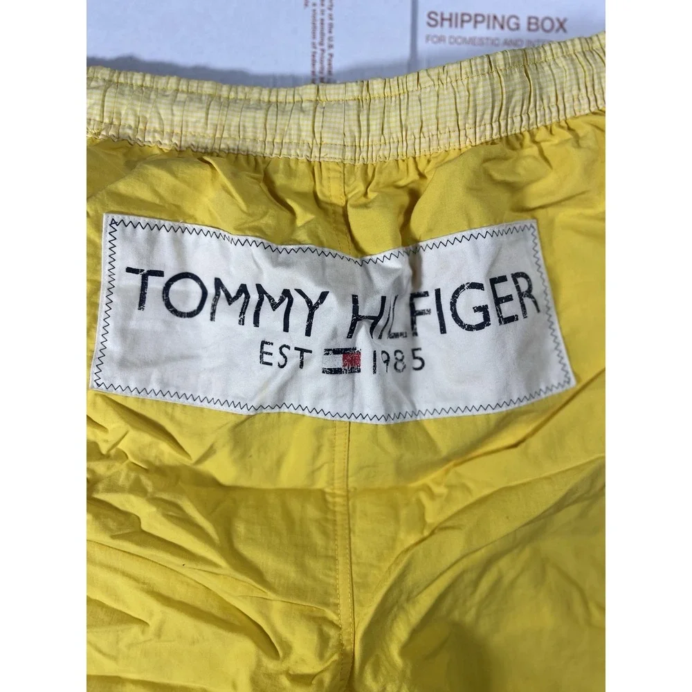 Vintage Y2K Tommy Hilfiger Athletica Mens Yellow Swim Trunks Shorts Size L‎